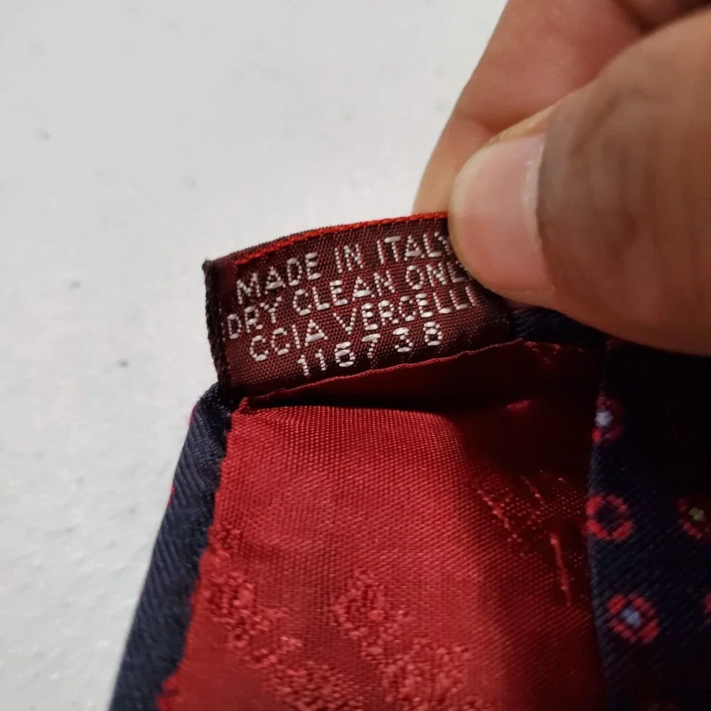 Ermenegildo Zegna Men Tie One Size Red Circle Print Allover 100% Silk READ‎